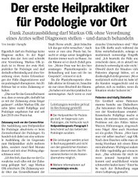 Zeitungsartikel mit dem Titel Der erste Heilpraktiker für Podologie vor Ort